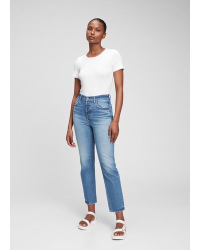 Gap Jeans Straight Fit A Vita Alta, Donna, , Taglia - Blu