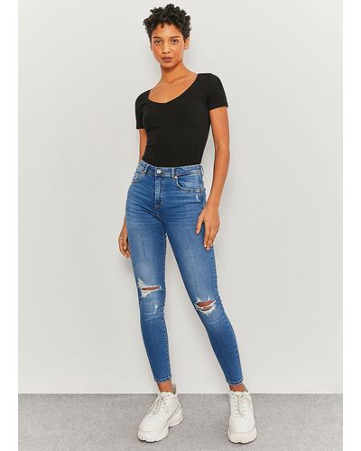 Tally Weijl Jeans Push Up Effetto Distressed - Blu