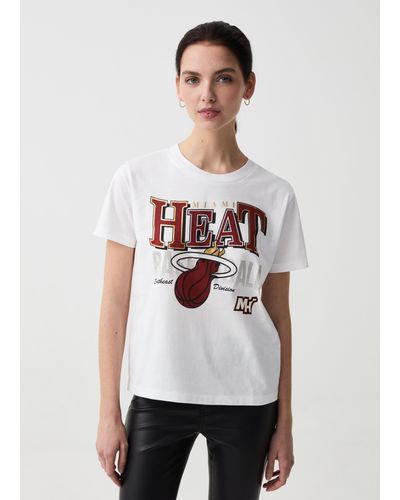 Nba T-Shirt Con Stampa Miami Heat, Donna, , Taglia - Bianco