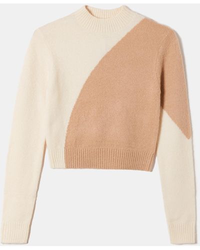Tally Weijl Pullover Cropped Bicolore Mock Neck, Donna, , Taglia - Bianco