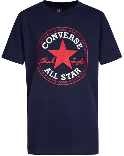 Converse , T-shirt Con Stampa Logo Chuck, unisex, Blu, Taglia: S