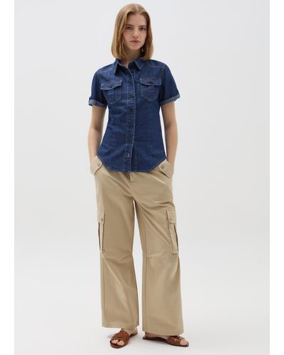 Hybrid Pantalone Cargo Flare Fit, Donna, , Taglia - Blu