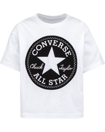 Converse T-Shirt Cropped Logo Chuck, , , Taglia - Bianco