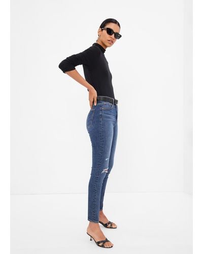 Gap Jeans Skinny Fit A Vita Alta Con Abrasioni, Donna, , Taglia - Blu