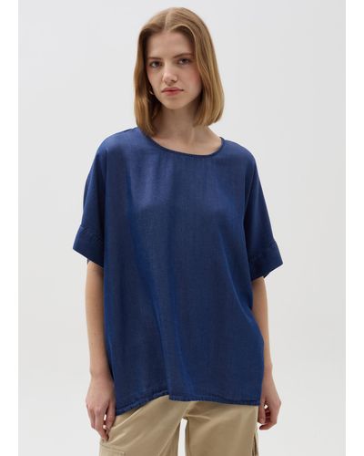 Hybrid T-Shirt Over Effetto Denim, Donna, , Taglia - Blu
