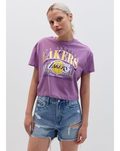 Nba T-Shirt Con Stampa Los Angeles Lakers, Donna, , Taglia - Viola
