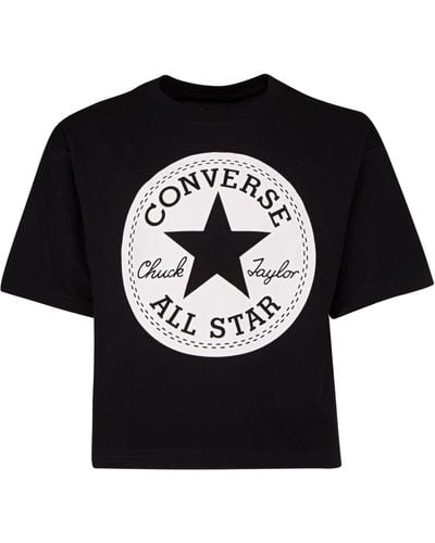 Converse T-Shirt Cropped Con Stampa Logo Chuck Patch, , , Taglia - Nero