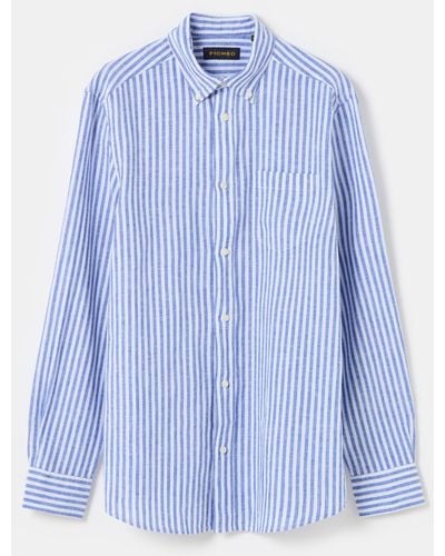 Piombo Camicia Regular Fit Button-Down A Righe, Uomo, , Taglia - Blu