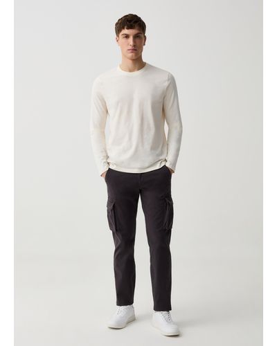 OVS Ovs , Pantalone Cargo Regular Fit - Bianco