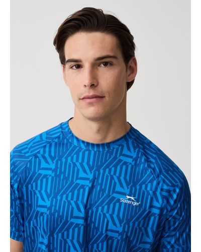 Slazenger 1881 T-Shirt Tennis Fantasia , Uomo, , Taglia - Blu