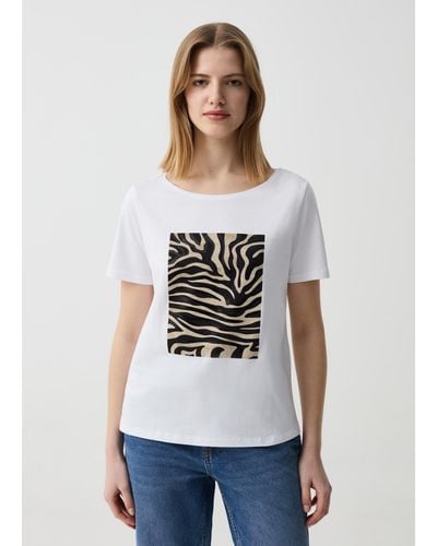OVS Ovs , T-Shirt Con Stampa Animalier, Donna, , Taglia - Bianco