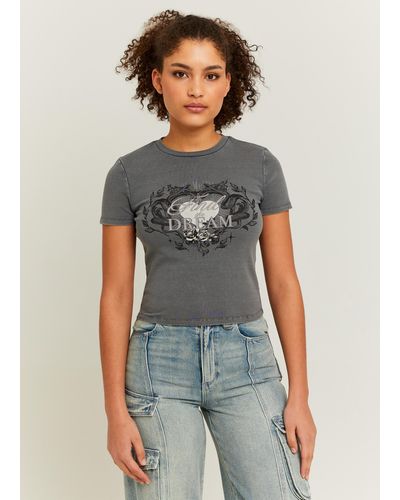 Tally Weijl T-Shirt Cropped Con Stampa Grafica, Donna, , Taglia - Bianco