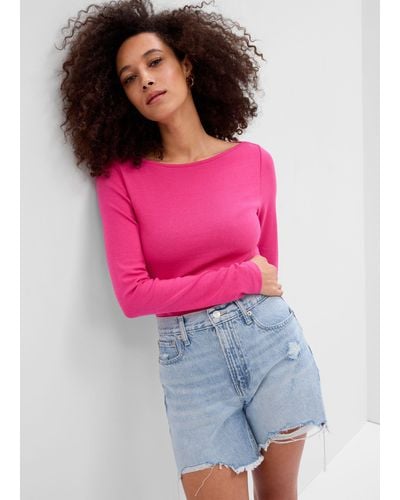 Gap T-shirt Scollo A Barchetta In Cotone E Modal - Rosa