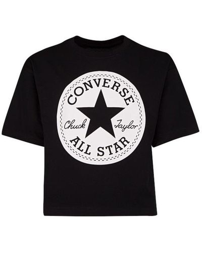 Converse T-Shirt Cropped Logo Chuck, , , Taglia - Nero
