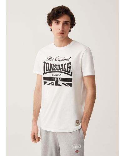 Lonsdale London T-shirt In Cotone Stampa - Bianco