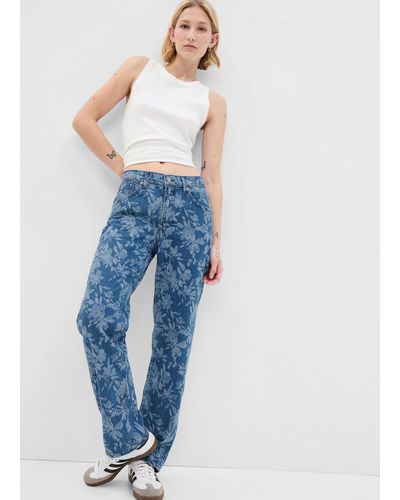 Gap Jeans Loose Fit Con Stampa Laser All-Over, Donna, , Taglia - Blu
