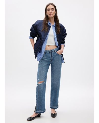 Gap Jeans loose fit acid wash a vita media - Blu