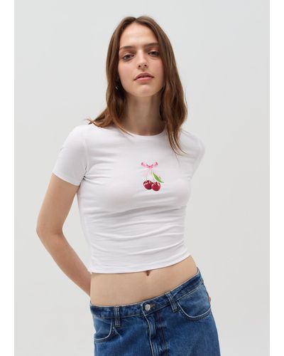 OVS T-Shirt Crop Con Stampa, Donna, , Taglia - Bianco