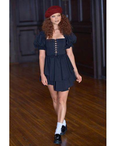 Selkie The Lace Up Party Dress Dress - Blue