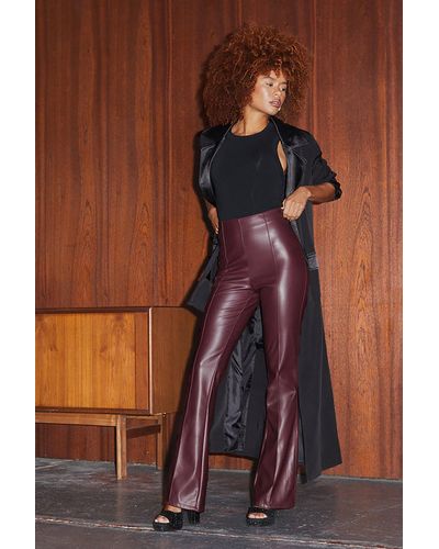 Never Fully Dressed Vegan Leather Trouser - Brown