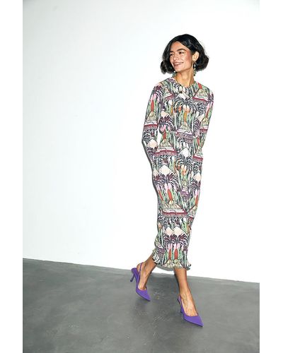 Never Fully Dressed Gaia Plisse Midi Dress - Multicolour