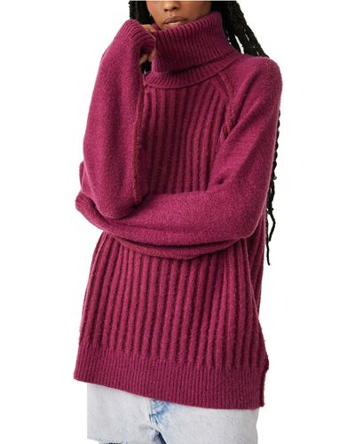 Free People Big City Turtleneck - Purple