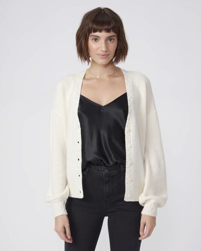 PAIGE Lysethia Cashmere Cardigan Sweater - White