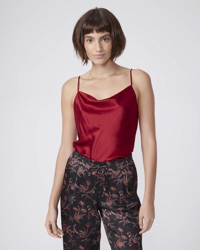 PAIGE Giovanna 100% Silk Bodysuit - Red