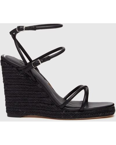 PAIGE Kerri Wedge- Black Leather Wedge Sandal | High Heel Shoes 3-4 Inches | Size 11 - White