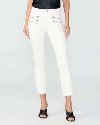 PAIGE High Rise Edgemont Straight Jeans - White