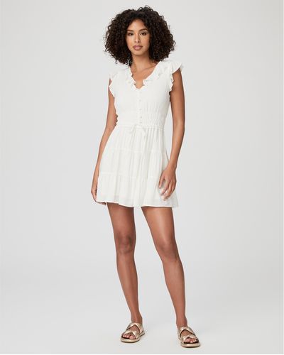 Paige Floral Applique Mini Dress - White - H&O