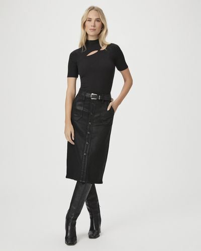 PAIGE Meadow Midi Skirt Jeans - Black