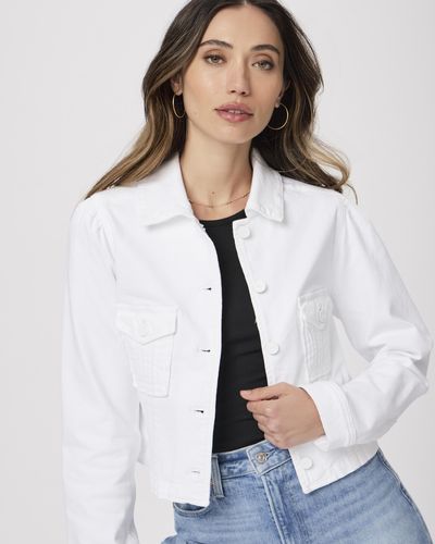 PAIGE Cropped Pacey Denim Jacket - White