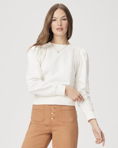 PAIGE Dorea Sweatshirt- Ivory | Size X-small | Long Sleeves - White