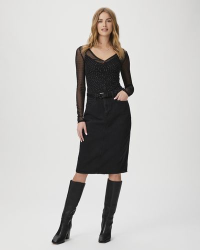 PAIGE Siren Midi Skirt Jeans - Black