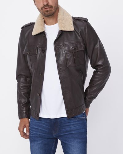 PAIGE Wooster Leather Jacket Jeans - Black