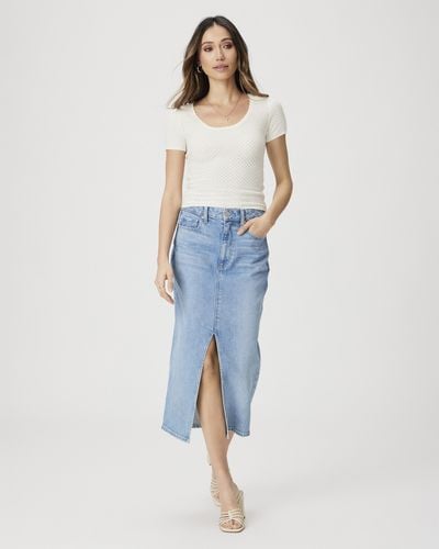 PAIGE Angela Midi Skirt Jeans - Blue