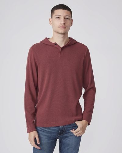 PAIGE Logan Hooded Henley - Red