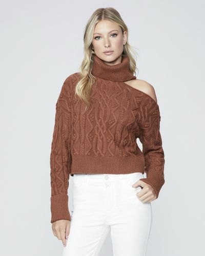 PAIGE Cropped Cable Knit Raundi - Brown