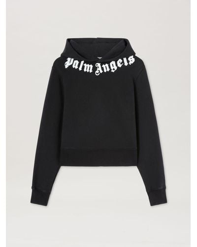 Palm Angels Neck Logo Fitted Hoodie - Black