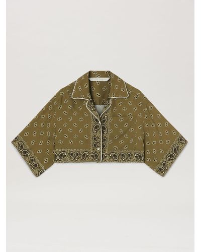 Palm Angels Paisley Cropped Shirt - Green