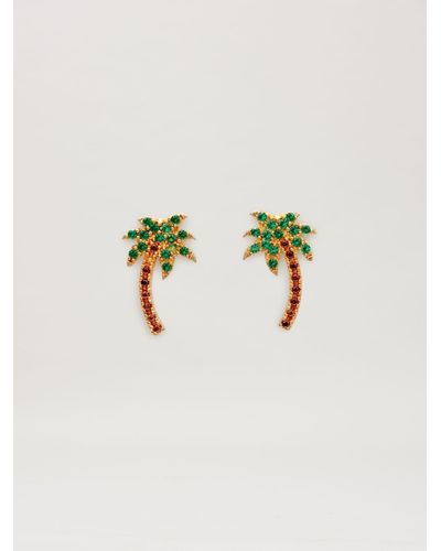 Palm Angels Palm Strass Earrings - Green