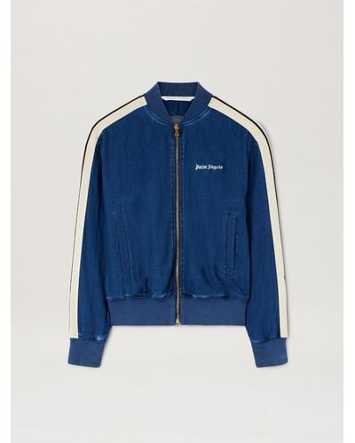 Palm Angels Chambray Track Bomber Jacket - Blue