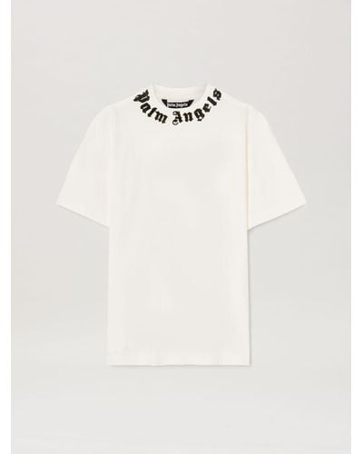 Palm Angels Neck Logo T-Shirt - White