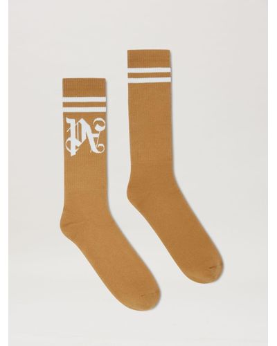 Palm Angels Monogram Striped Socks - White