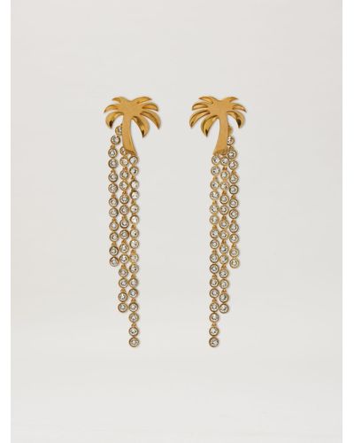 Palm Angels Palm Pendant Strass Earring - White