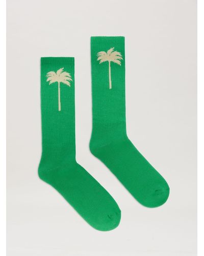 Palm Angels The Palm Ribbed Socks - Green