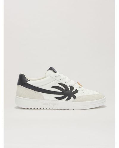 Palm Angels Logo-appliqué Leather Sneakers - White