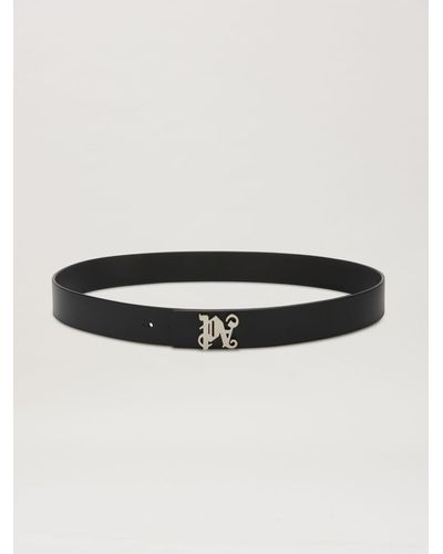 Palm Angels Leather Monogram Belt - Black