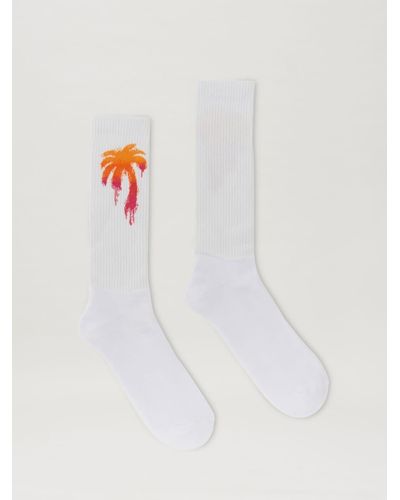 Palm Angels Sprayed Palm Tree Socks - White